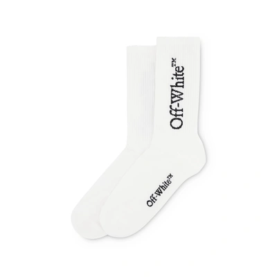 Off-white Big Logo Mid Socks In White Blac