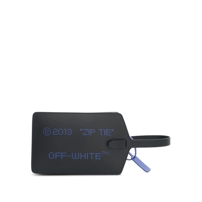 Off-white Zip Tie Medium Clutch In Colour Black In Brown