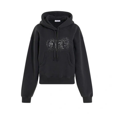 Off-white Off Stencil Cotton Hoodie In Black,white