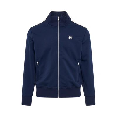 Palm Angels Tracksuit Jacket With Monogram In Blu