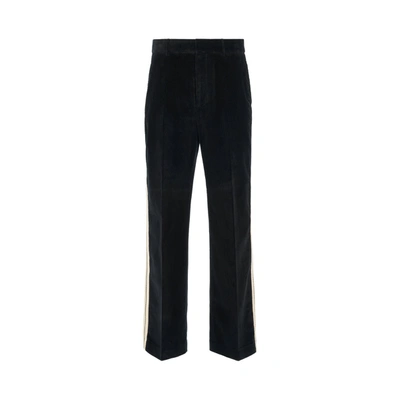 Palm Angels Corduroy Suit Tape Pants In Navy Blue Off White