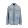 Palm Angels Camicia Oversize In Denim Uomo