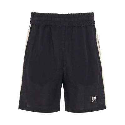 Palm Angels Monogram Embroidered Track Shorts In Black