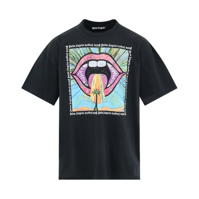 Palm Angels Crazy Mouth Crew-neck T-shirt In Black  