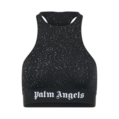 Palm Angels Soiree Knit Logo Top In Black