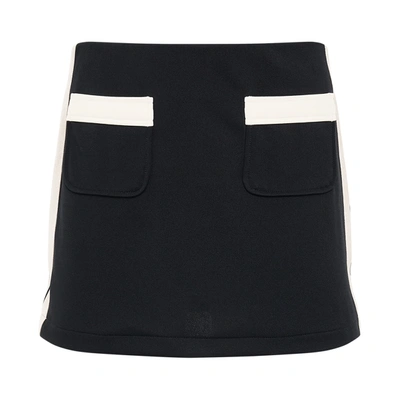 Palm Angels Pockets Track Mini Skirt Black Off White