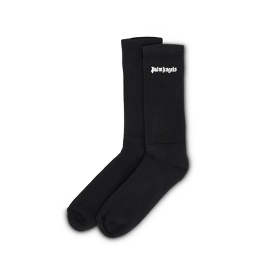 Palm Angels Embroidered Logo Socks In Black