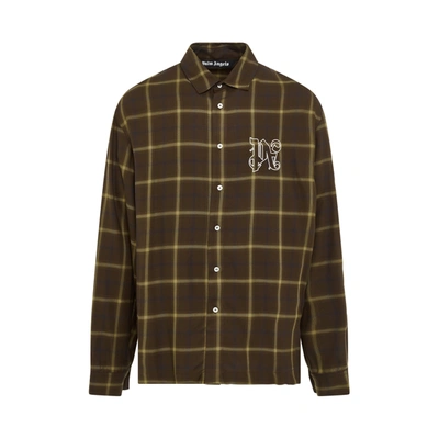 PALM ANGELS MEN'S MONOGRAM CHECK SHIRT