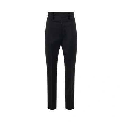 Maison Margiela High Rise Wool Straight Pants In Black