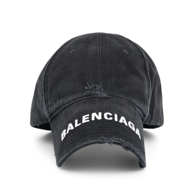 Balenciaga Bb Logo Cotton Cap In Black