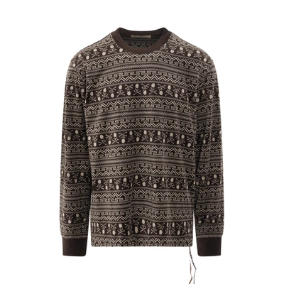 Mastermind Japan Allover Tribal Skull Velour Long Sleeve T-shirt