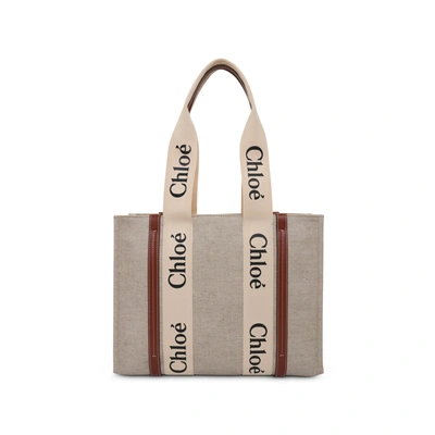 Chloé Medium Eco Woody Tote Bag With Strap In Gold