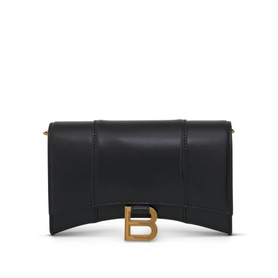 BALENCIAGA WOMEN'S HOURGLASS WALLET ON CHAIN SMOOTH LEATHER