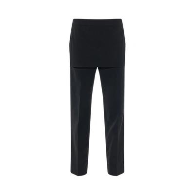 Givenchy Mini Skirt-overlay Wool-blend Slim-leg Trousers In Black