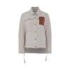 Loewe Asymmetric Leather-trimmed Cotton And Linen-blend Drill Jacket