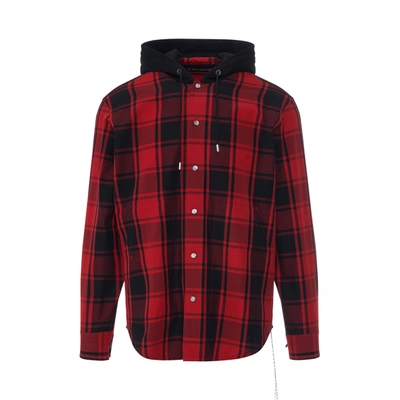 Mastermind Japan Hooded Plaid Shirt In Red
