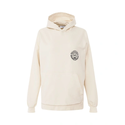 Balenciaga Scissors Crest Embroidered Wide Fit Hoodie In Neutral