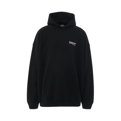 Balenciaga Embroidered Political Campaign Oversized Hoodie In Black