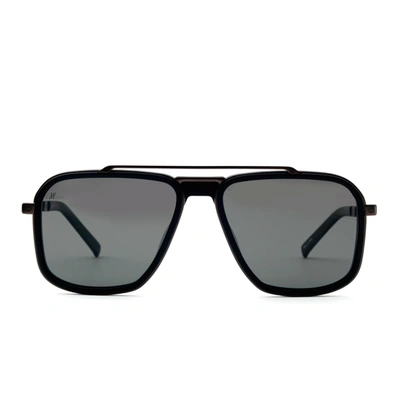 Hublot Black Matte Squared Sunglasses With Gradient Smoke Black Lens