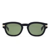 HUBLOT BLACK MATTE ROUNDED KEY SUNGLASSES WITH GREEN LENS