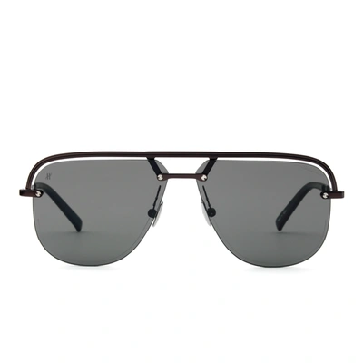 Hublot Black Matte Aviator Sunglasses With Solid Smoke Lens In Gray
