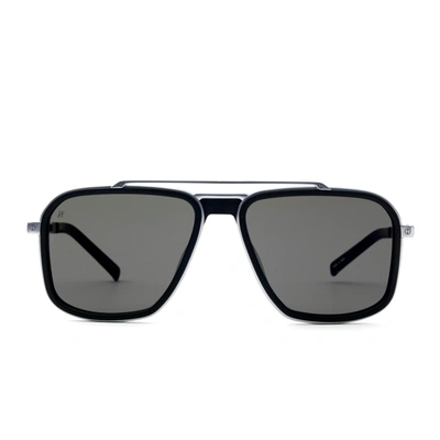 Hublot Silver Matte Squared Sunglasses With Red Mirror Lens In Black