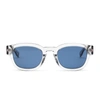 HUBLOT CRYSTAL GREY ROUNDED KEY SUNGLASSES WITH SOLID BLUE LENS