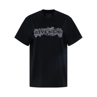 Tシャツ・カットソー [GIVENCHY] 4G Mesh Embroidery Logo Classic Fit Short Sleeve Givenchy 4g Embroidered Logo Classic Fit T-shirt | ModeSens