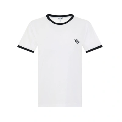 Loewe Anagram Logo印花棉质平纹针织t恤 In White