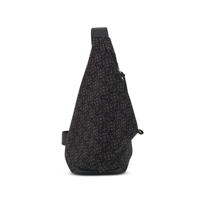 Loewe Anton Anagram Jacquard Shoulder Bag In Anthracite/black