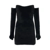Off-white Fuzzy Body-con Mini Dress With Attached Gloves