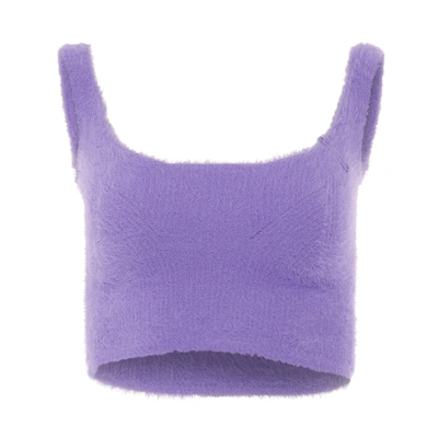 Off-white Fuzzy Top In Purple