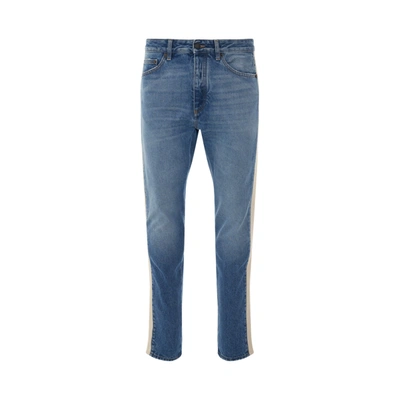 Palm Angels Skinny-fit Striped Denim Jeans In Blue