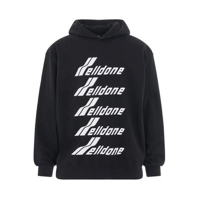 WE11 DONE MEN'S MULTIPLE FRONT LOGO HOODIE