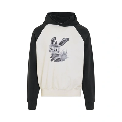 We11 Done Washed Rabbit Print Hoodie In White