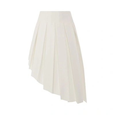 We11 Done Wool Asymmetrical Pleated Skirt In White