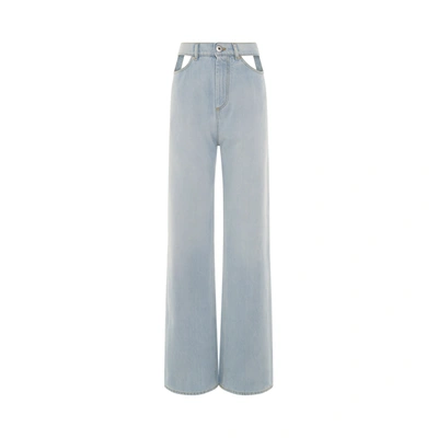 Maison Margiela High Rise Cut Out Denim Jeans In Clear Blue