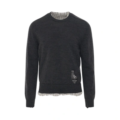 Maison Margiela Distressed Wool Jumper In Black