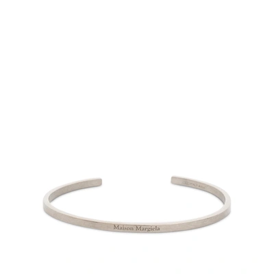 Maison Margiela Silver Logo Cuff Bracelet In 951 Palladio Buratta