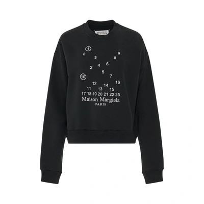 Maison Margiela Black Crewneck Sweatshirt With Print