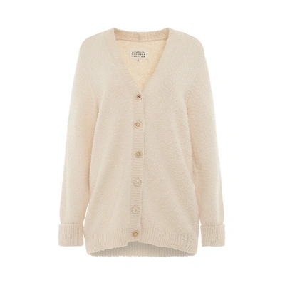 Maison Margiela Oversized Piled Knit Cardigan In Ivory