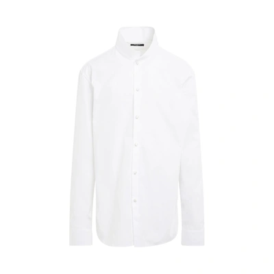 Balmain Covered Cotton Satin Shirt In Blanc