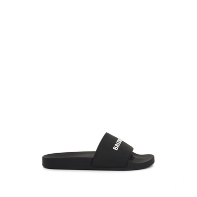 BALENCIAGA MEN'S 3D LOGO RUBBER POOL SLIDE SANDALS