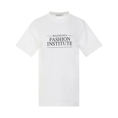 Balenciaga Woman White Fashion Institute Medium Fit T-shirt