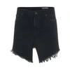 Balenciaga Distressed Brand-patch Denim Mini Skirt