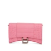 Balenciaga Hourglass Embossed Croco Wallet On Chain