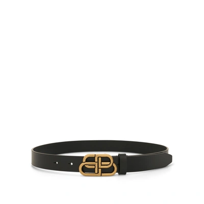 Balenciaga Bb Thin Belt In 1000 Black