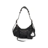 Balenciaga Croco-print Leather Shoulder Handbag With Decorative Studs And Rhinestones