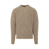 Represent Crewneck Woven Ribbed Sweater In Beige
