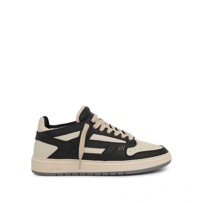 Represent White And Black Leather Reptor Low Panelled Sneakers